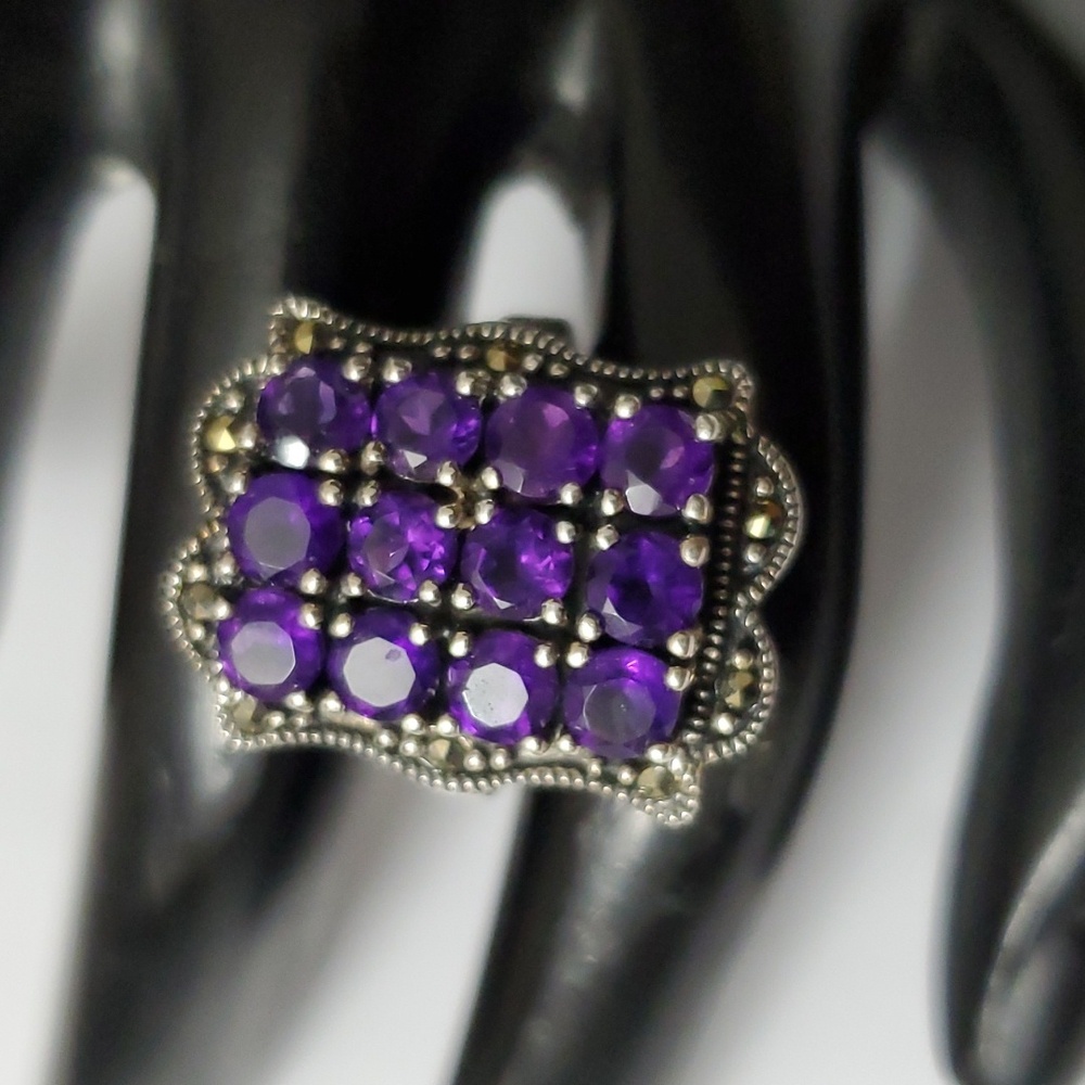 Sterling Silver 925 Amethyst Beehive Ring